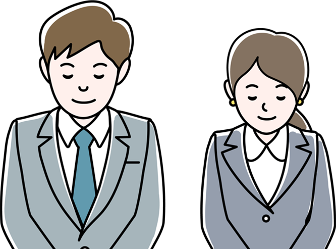 お辞儀をする従業員
